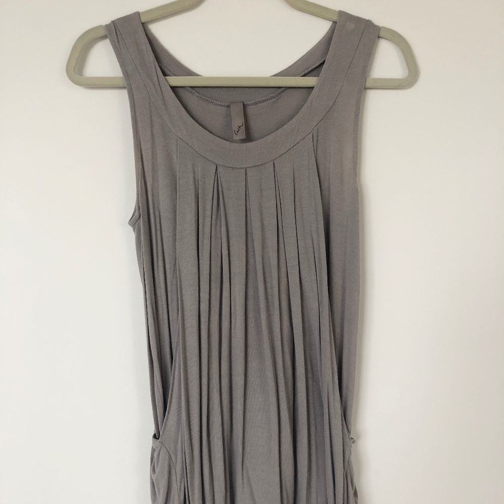 Gray Draped Sleeveless Tunic Top